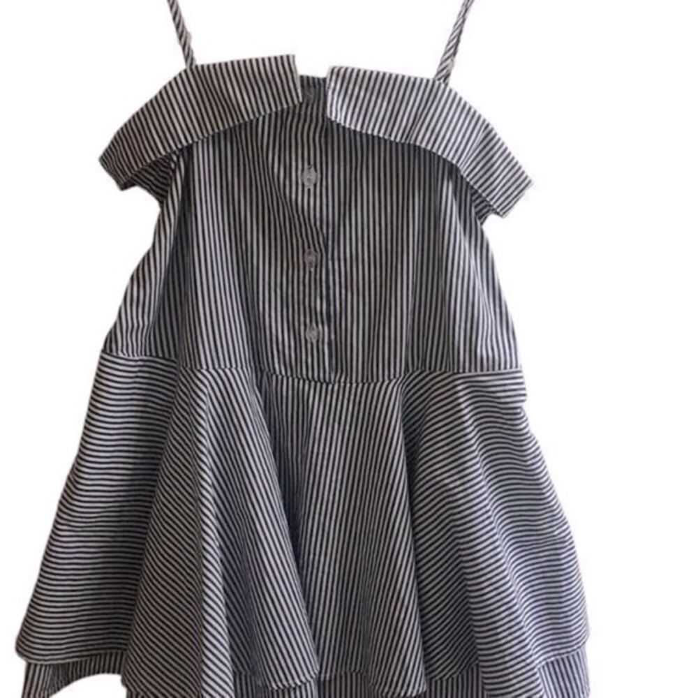 Peplum Blue White Stripe Seersucker Off Shoulder Top